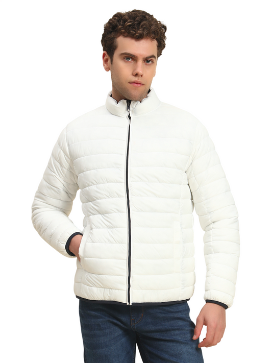 Reversible Jacket for Men | Premium Casual Jacket Smart Fit Mock Neck Nylon Fabric Solid Pattern