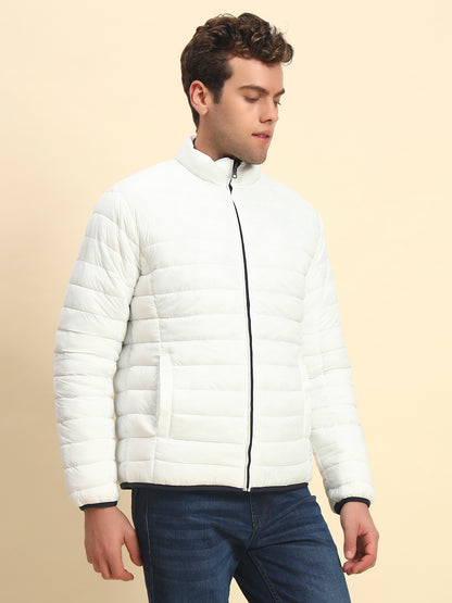 Reversible Jacket for Men | Premium Casual Jacket Smart Fit Mock Neck Nylon Fabric Solid Pattern