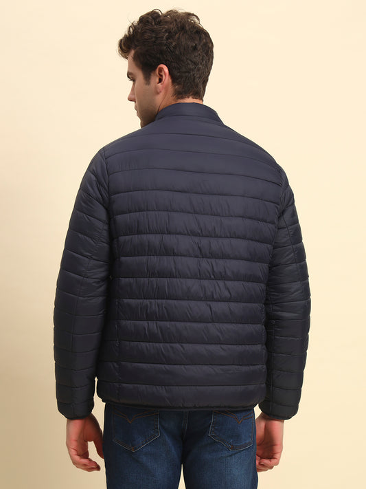 Reversible Jacket for Men | Premium Casual Jacket Smart Fit Mock Neck Nylon Fabric Solid Pattern