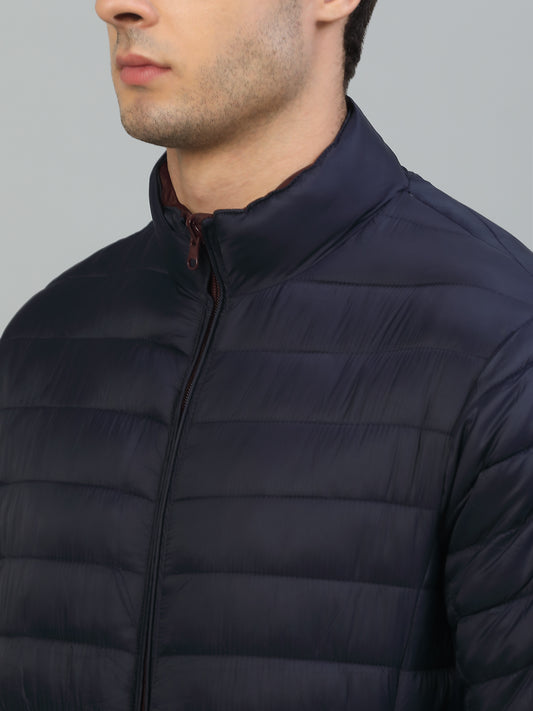Reversible Jacket for Men | Premium Casual Jacket Smart Fit Mock Neck Nylon Fabric Solid Pattern