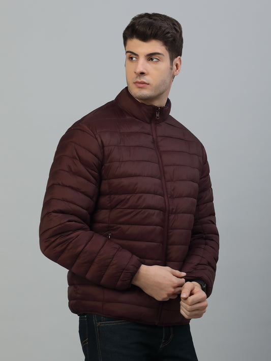 Reversible Jacket for Men | Premium Casual Jacket Smart Fit Mock Neck Nylon Fabric Solid Pattern