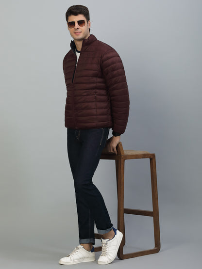 Reversible Jacket for Men | Premium Casual Jacket Smart Fit Mock Neck Nylon Fabric Solid Pattern