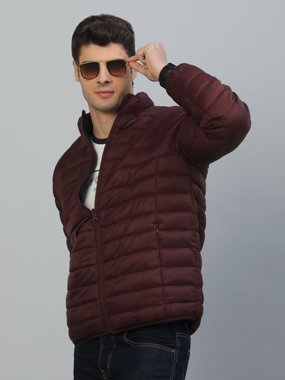 Reversible Jacket for Men | Premium Casual Jacket Smart Fit Mock Neck Nylon Fabric Solid Pattern