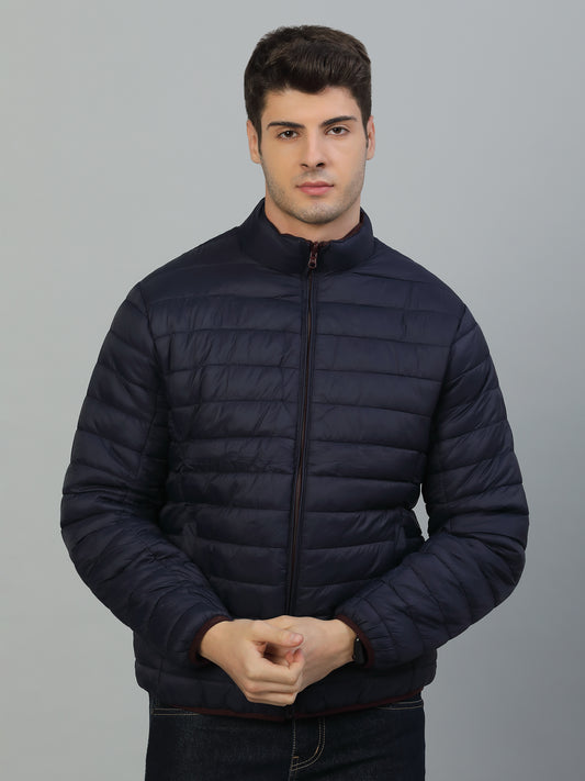 Reversible Jacket for Men | Premium Casual Jacket Smart Fit Mock Neck Nylon Fabric Solid Pattern