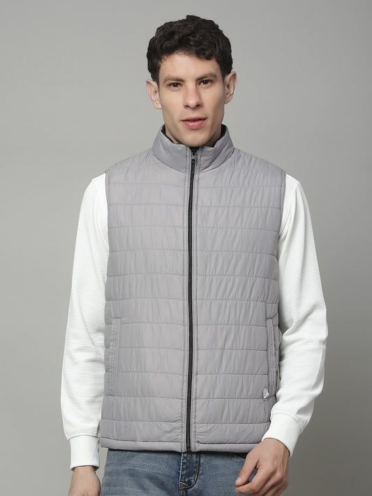 Reversible Jacket for Men | Premium Casual Jacket Regular Fit Mock Neck Poly Blend Fabric Solid Pattern