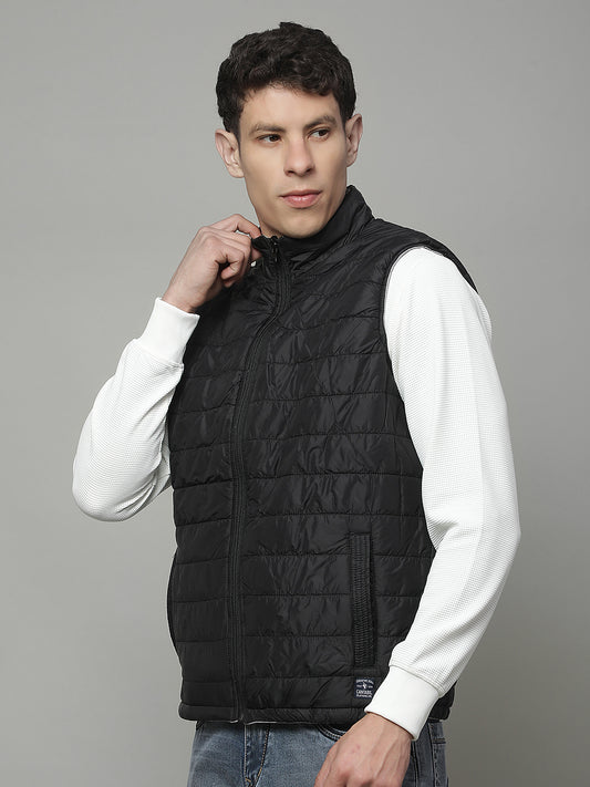 Reversible Jacket for Men | Premium Casual Jacket Regular Fit Mock Neck Poly Blend Fabric Solid Pattern