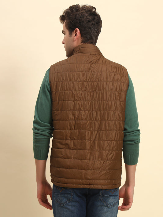 Reversible Jacket for Men | Premium Casual Jacket Smart Fit Mock Neck Nylon Fabric Solid Pattern