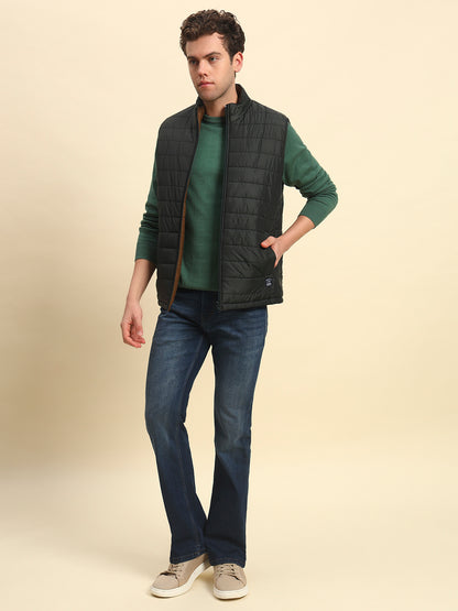 Reversible Jacket for Men | Premium Casual Jacket Smart Fit Mock Neck Nylon Fabric Solid Pattern