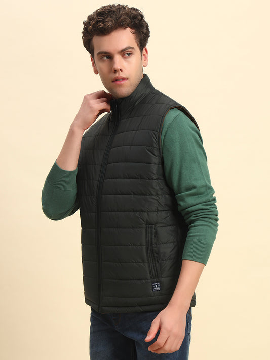 Reversible Jacket for Men | Premium Casual Jacket Smart Fit Mock Neck Nylon Fabric Solid Pattern