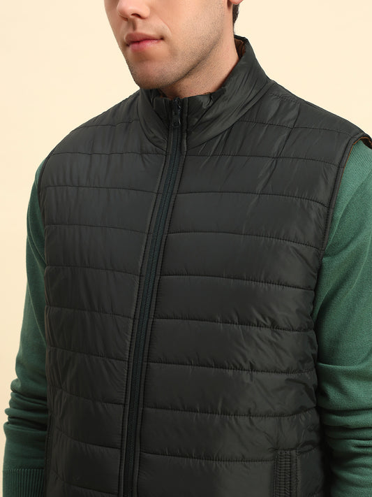 Reversible Jacket for Men | Premium Casual Jacket Smart Fit Mock Neck Nylon Fabric Solid Pattern