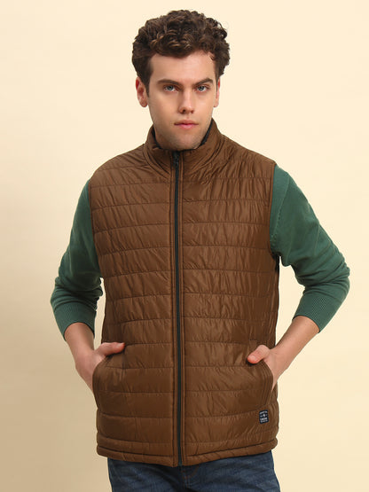 Reversible Jacket for Men | Premium Casual Jacket Smart Fit Mock Neck Nylon Fabric Solid Pattern