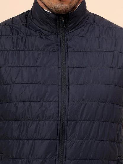 Reversible Jacket for Men | Premium Casual Jacket Smart Fit Mock Neck Poly Blend Fabric Solid Pattern