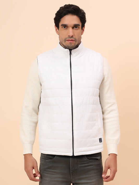 Reversible Jacket for Men | Premium Casual Jacket Smart Fit Mock Neck Poly Blend Fabric Solid Pattern