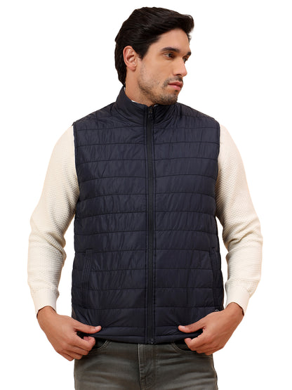 Reversible Jacket for Men | Premium Casual Jacket Smart Fit Mock Neck Poly Blend Fabric Solid Pattern