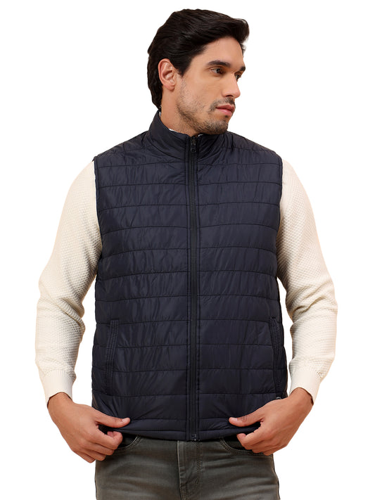 Reversible Jacket for Men | Premium Casual Jacket Smart Fit Mock Neck Poly Blend Fabric Solid Pattern