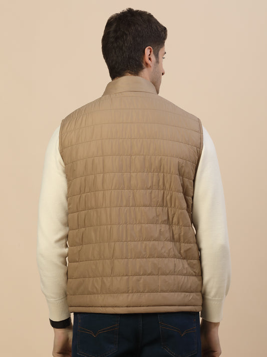 Reversible Jacket for Men | Premium Casual Jacket Smart Fit Mock Neck Poly Blend Fabric Solid Pattern