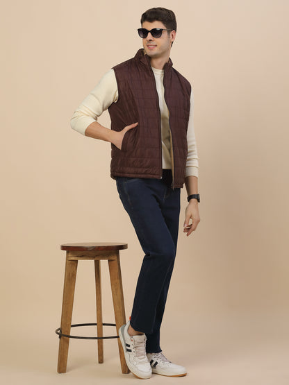 Reversible Jacket for Men | Premium Casual Jacket Smart Fit Mock Neck Poly Blend Fabric Solid Pattern