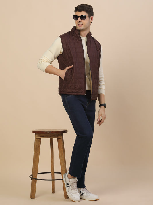 Reversible Jacket for Men | Premium Casual Jacket Smart Fit Mock Neck Poly Blend Fabric Solid Pattern