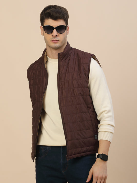 Reversible Jacket for Men | Premium Casual Jacket Smart Fit Mock Neck Poly Blend Fabric Solid Pattern