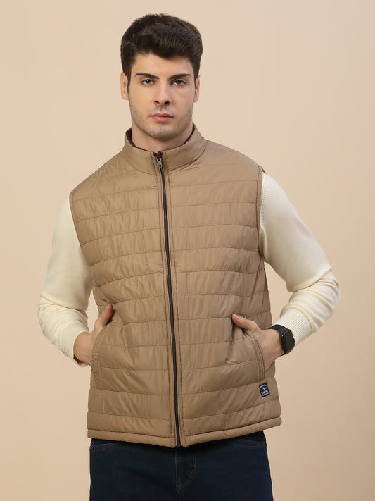 Reversible Jacket for Men | Premium Casual Jacket Smart Fit Mock Neck Poly Blend Fabric Solid Pattern