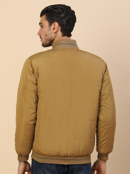 Jacket for Men | Premium Casual Jacket Regular Fit Detachable Mandarin Collar Polyester Fabric Solid Pattern