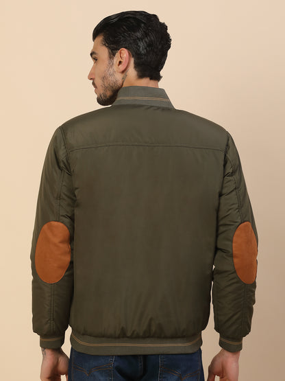 Jacket for Men | Premium Casual Jacket Regular Fit Detachable Mandarin Collar Polyester Fabric Solid Pattern