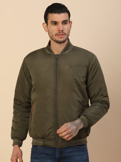 Jacket for Men | Premium Casual Jacket Regular Fit Detachable Mandarin Collar Polyester Fabric Solid Pattern