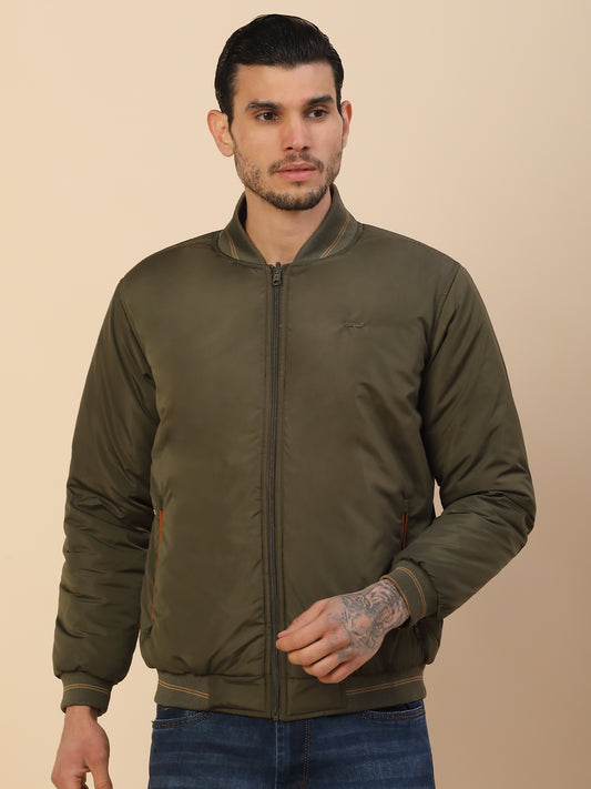 Jacket for Men | Premium Casual Jacket Regular Fit Detachable Mandarin Collar Polyester Fabric Solid Pattern