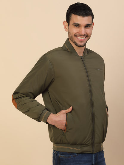 Jacket for Men | Premium Casual Jacket Regular Fit Detachable Mandarin Collar Polyester Fabric Solid Pattern