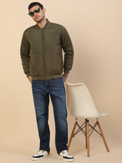 Jacket for Men | Premium Casual Jacket Regular Fit Detachable Mandarin Collar Polyester Fabric Solid Pattern