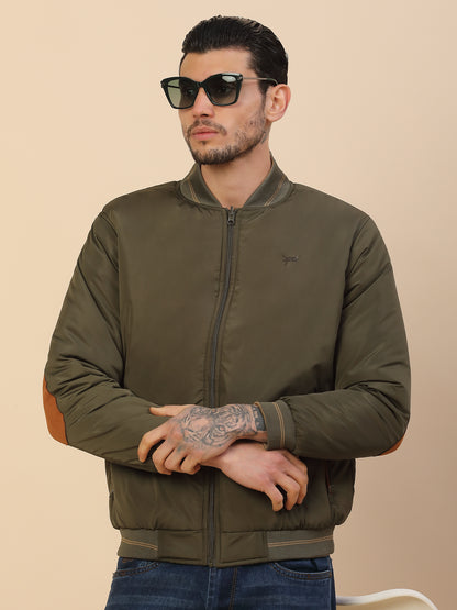Jacket for Men | Premium Casual Jacket Regular Fit Detachable Mandarin Collar Polyester Fabric Solid Pattern