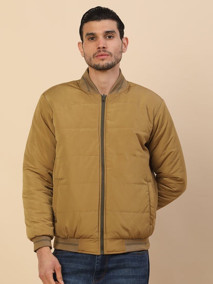 Jacket for Men | Premium Casual Jacket Regular Fit Detachable Mandarin Collar Polyester Fabric Solid Pattern