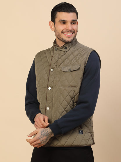 Jacket for Men | Premium Casual Jacket Regular Fit Detachable Mandarin Collar Nylon Fabric Self Design Pattern