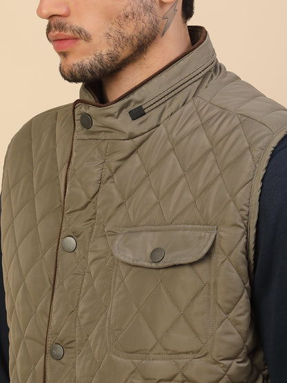 Jacket for Men | Premium Casual Jacket Regular Fit Detachable Mandarin Collar Nylon Fabric Self Design Pattern