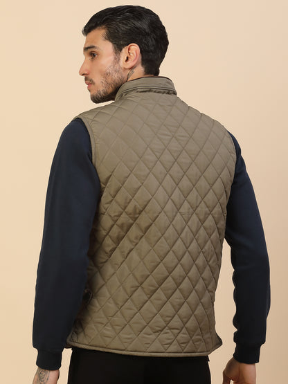 Jacket for Men | Premium Casual Jacket Regular Fit Detachable Mandarin Collar Nylon Fabric Self Design Pattern