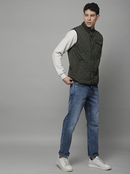 Jacket for Men | Premium Casual Jacket Regular Fit Mock Neck Nylon Fabric Solid Pattern