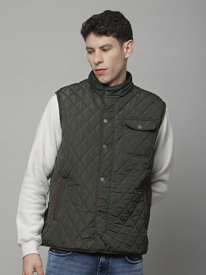 Jacket for Men | Premium Casual Jacket Regular Fit Mock Neck Nylon Fabric Solid Pattern