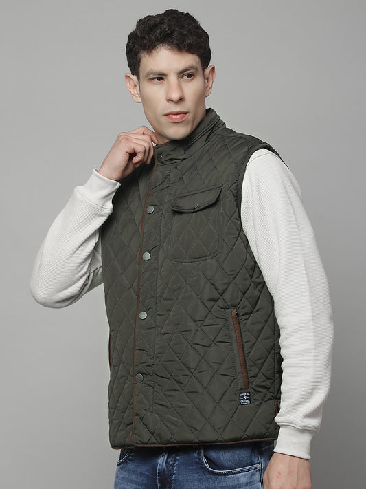 Jacket for Men | Premium Casual Jacket Regular Fit Mock Neck Nylon Fabric Solid Pattern