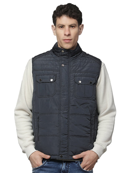 Jacket for Men | Premium Casual Jacket Regular Fit Mock Neck Nylon Fabric Solid Pattern