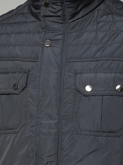 Jacket for Men | Premium Casual Jacket Regular Fit Mock Neck Nylon Fabric Solid Pattern