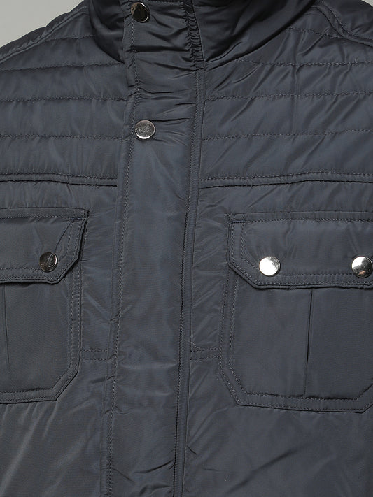 Jacket for Men | Premium Casual Jacket Regular Fit Mock Neck Nylon Fabric Solid Pattern