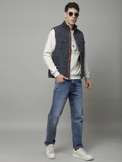 Jacket for Men | Premium Casual Jacket Regular Fit Mock Neck Nylon Fabric Solid Pattern