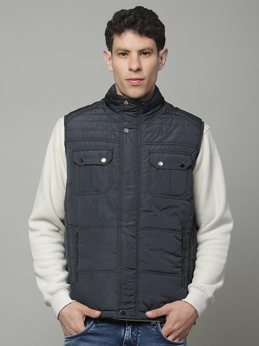 Jacket for Men | Premium Casual Jacket Regular Fit Mock Neck Nylon Fabric Solid Pattern