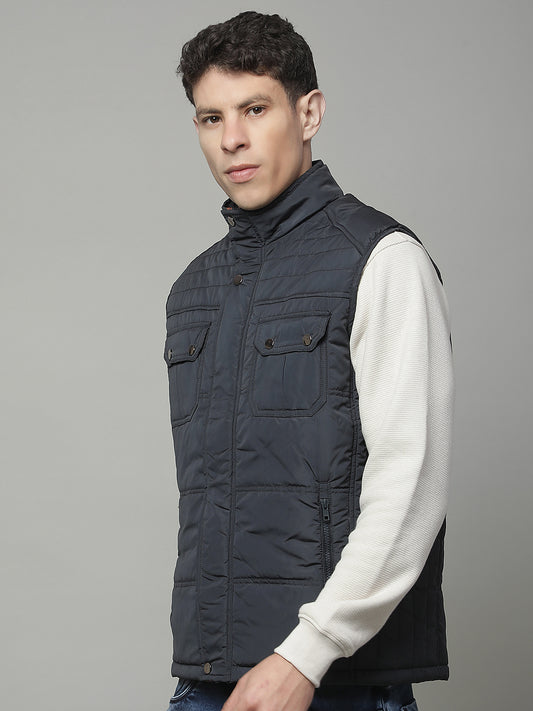 Jacket for Men | Premium Casual Jacket Regular Fit Mock Neck Nylon Fabric Solid Pattern