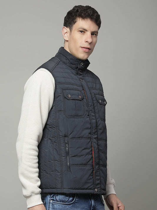 Jacket for Men | Premium Casual Jacket Regular Fit Mock Neck Nylon Fabric Solid Pattern