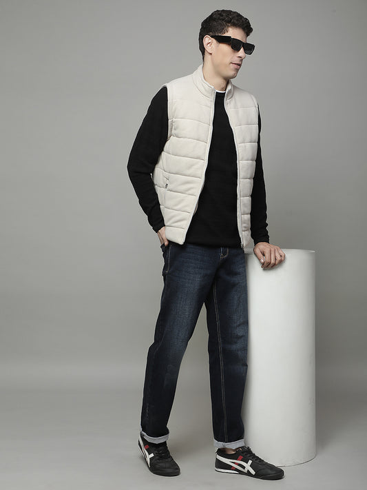 Jacket for Men | Premium Casual Jacket Regular Fit Mock Neck Poly Blend Fabric Solid Pattern