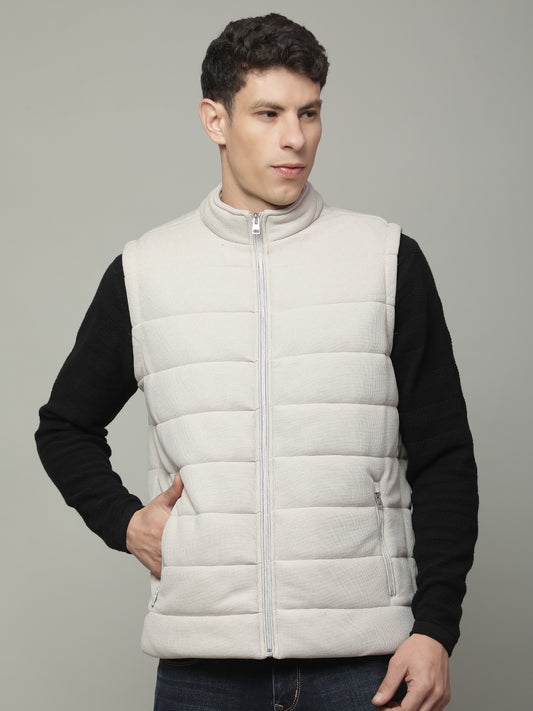 Jacket for Men | Premium Casual Jacket Regular Fit Mock Neck Poly Blend Fabric Solid Pattern