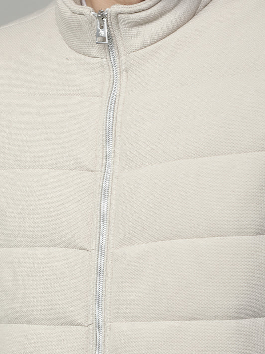 Jacket for Men | Premium Casual Jacket Regular Fit Mock Neck Poly Blend Fabric Solid Pattern