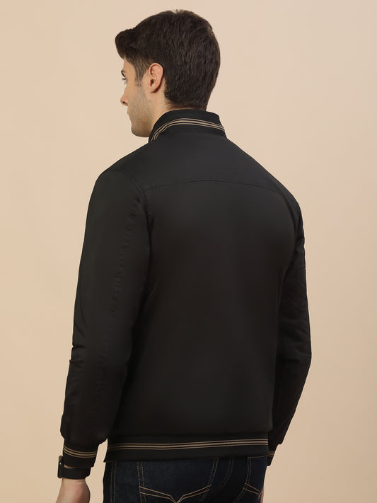 Reversible Jacket for Men | Premium Casual Jacket Smart Fit Mock Neck Nylon Fabric Solid Pattern