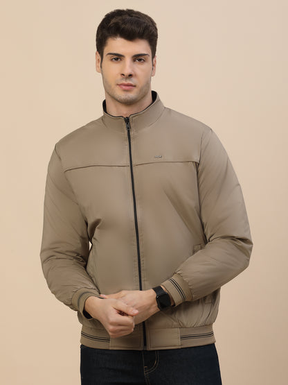 Reversible Jacket for Men | Premium Casual Jacket Smart Fit Mock Neck Nylon Fabric Solid Pattern